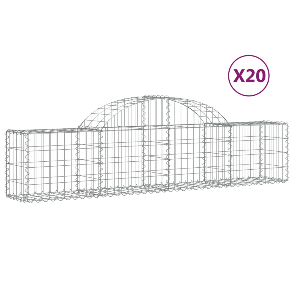 Cestas De Gaviones 20 Uds Forma De Arco Hierro 200x30x40/60 Cm_0