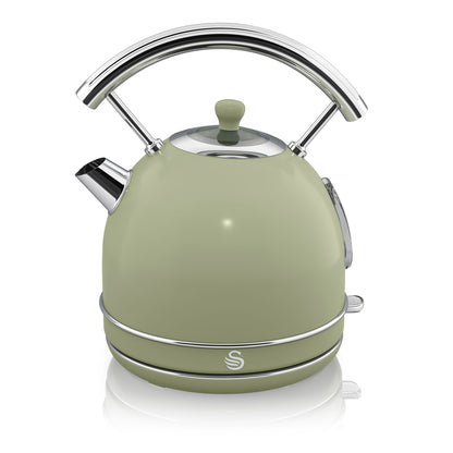 Swan Retro Set Desayuno Hervidor Agua 1,8l, Tostadora 2 Rebanadas, Microondas Digital 20l, Vintage, Strp2070gneu, Verde_5