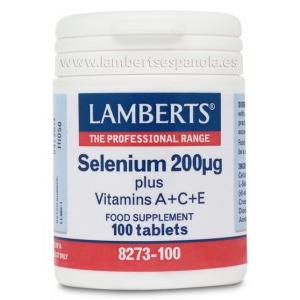 Selénio + Vitaminas A, C e E Lamberts 100 comprimidos 200mcg