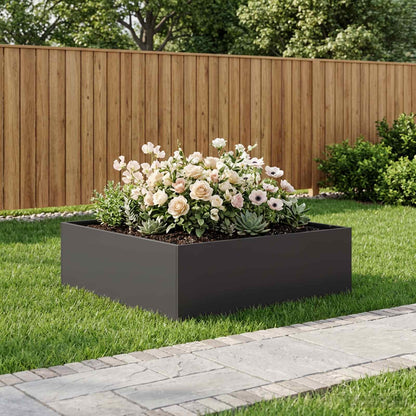 Macetero De Jardín Negro 80 X 80 X 30 Cm Acero Laminado En Frío_1