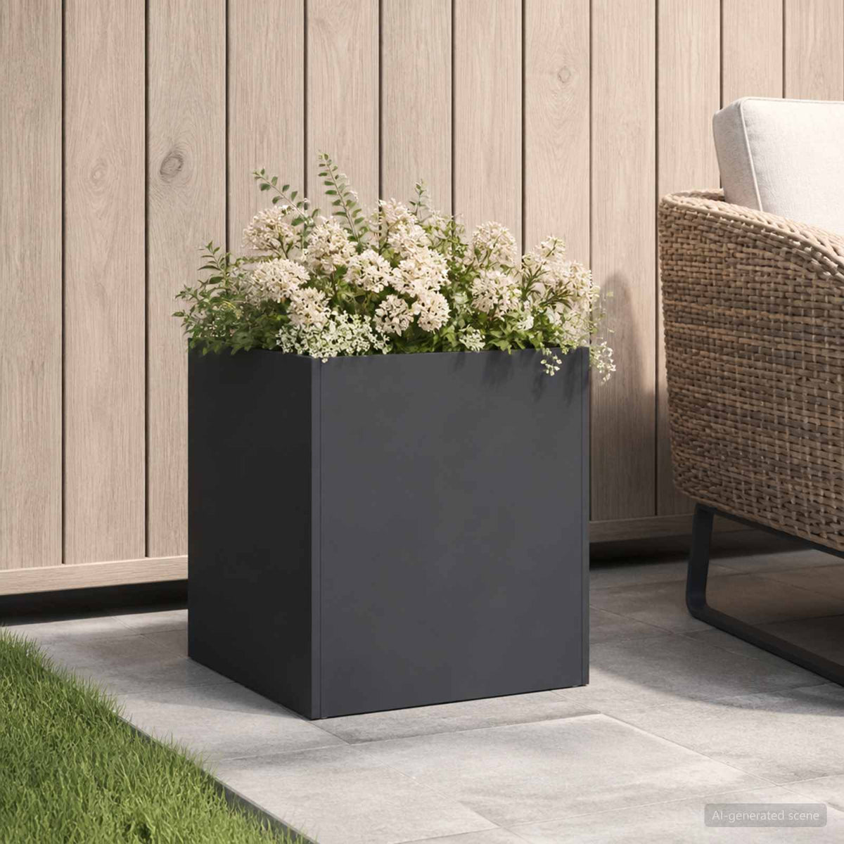 Macetero De Jardín Negro 35 X 35 X 35 Cm Acero Laminado En Frío_1