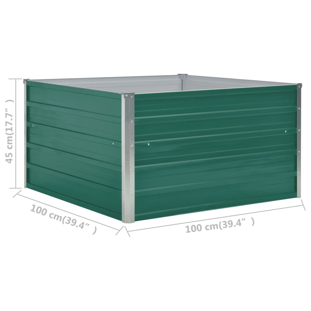 Jardinera Elevada De Acero Galvanizado Verde 100x100x45 Cm_5