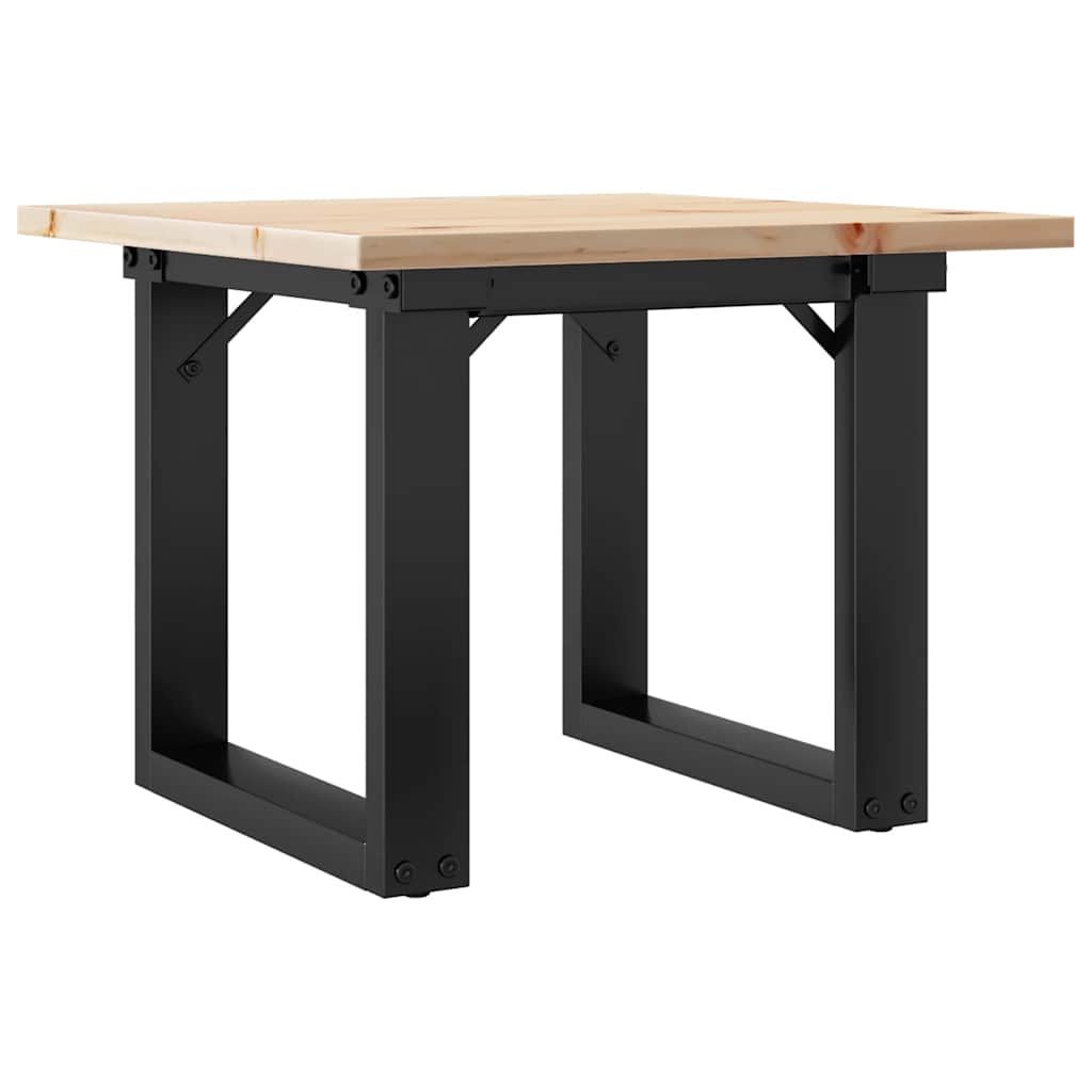 Mesa De Centro Marco O Madera Maciza Pino Y Acero 50x50x35 Cm_4