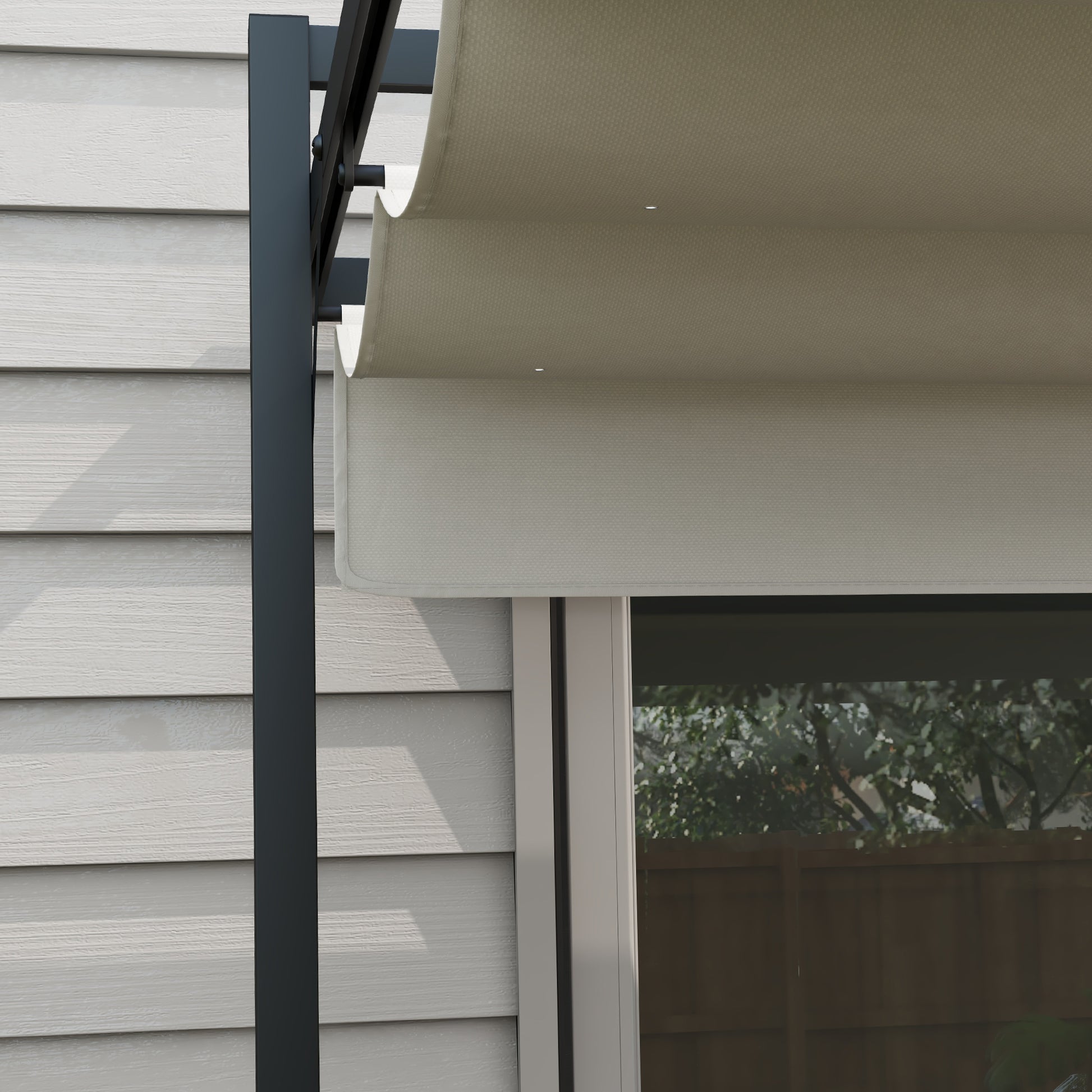Outsunny Pérgola 3x4 M Con Techo Retráctil De Poliéster Blanco Y Gris Oscuro_4
