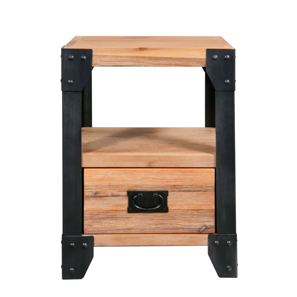Mesitas De Noche 2 Uds Madera Maciza Acacia Y Acero 40x30x54 Cm_0