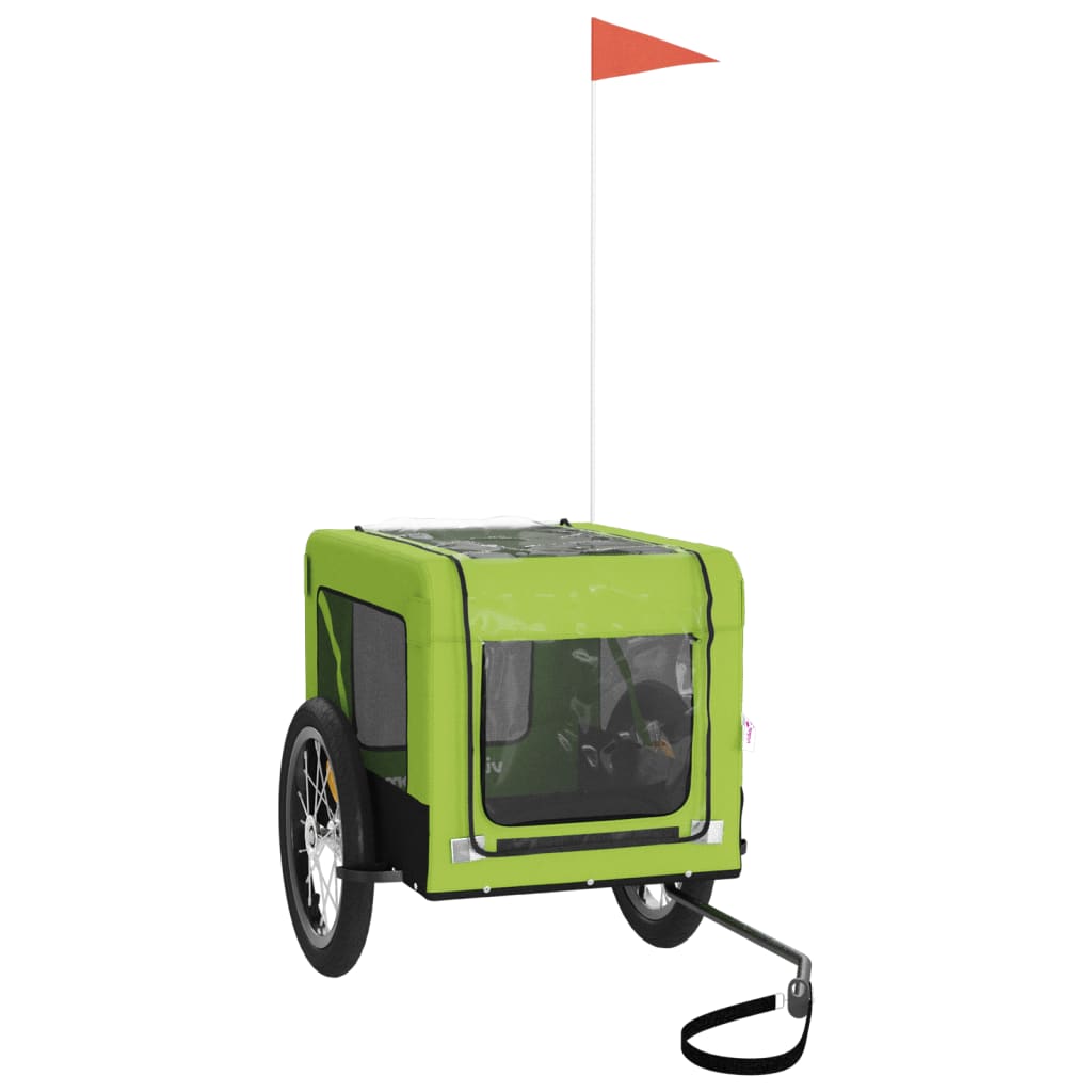 Remolque De Bicicleta Mascotas Hierro Tela Oxford Verde Negro_3