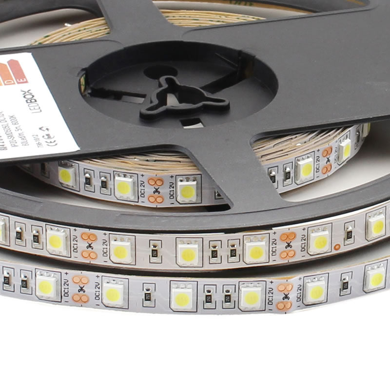 Tira Led Monocolor Hq Smd5050, Dc12v, 5m (60 Led/m), 72w, Ip20, Blanco Frío_3