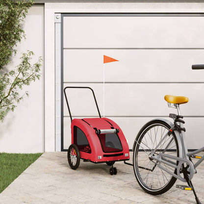 Remolque De Bicicleta Mascotas Hierro Tela Oxford Rojo_1
