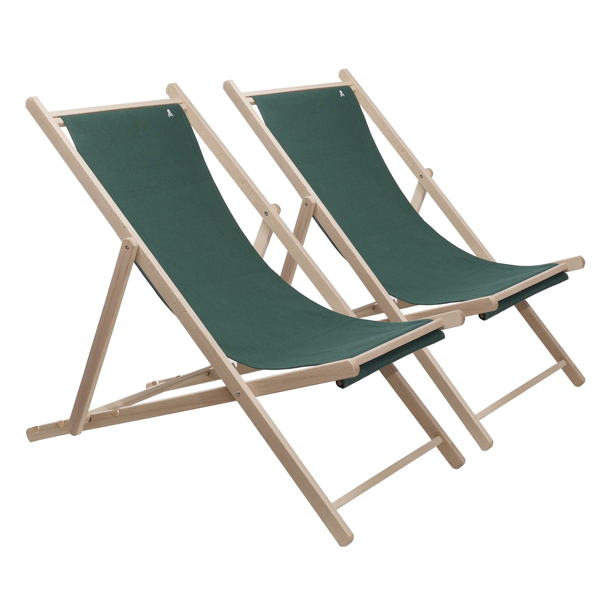 Set De 2 Hamacas Plegables De Madera De Haya, Verde Oscuro, Sin Brazos - Scalpers_0