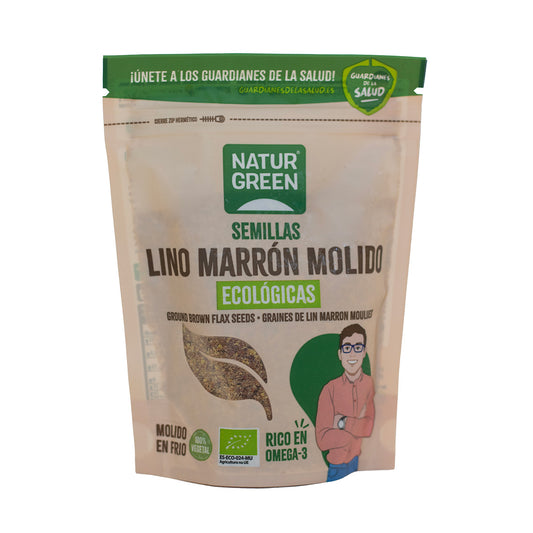 Linho castanho moído biológico, Naturgreen, 150 g