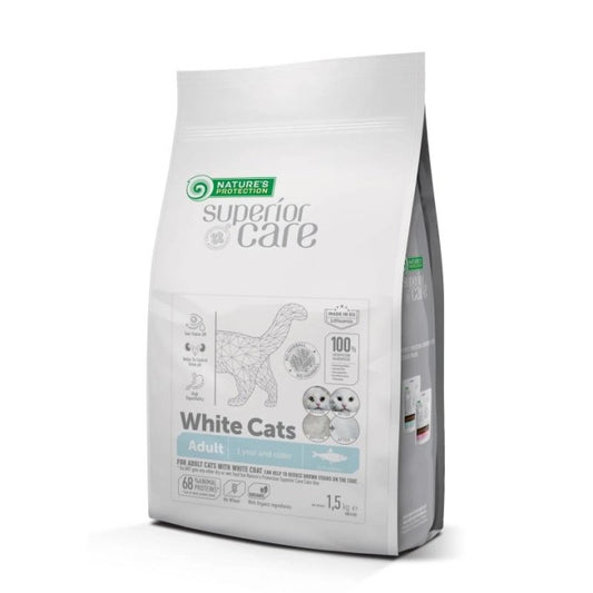 Nature's Protection Cat Superior White Cats Alimento de arenque para gatos brancos 1,5 kg