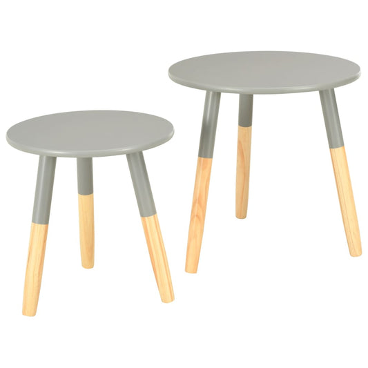 Mesitas Auxiliares 2 Unidades Madera Maciza De Pino Gris_0