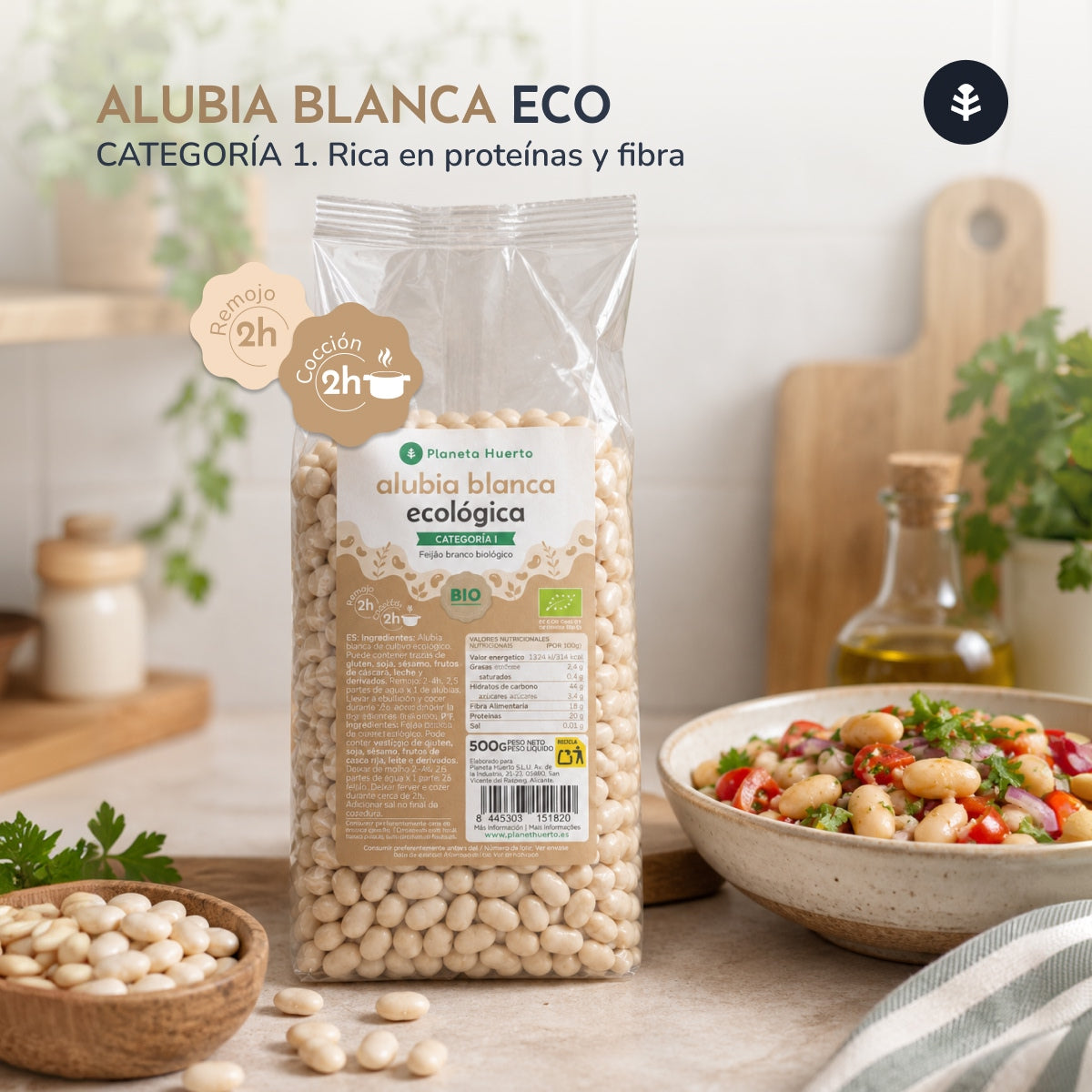 Feijão branco biológico Planeta Huerto 500 g