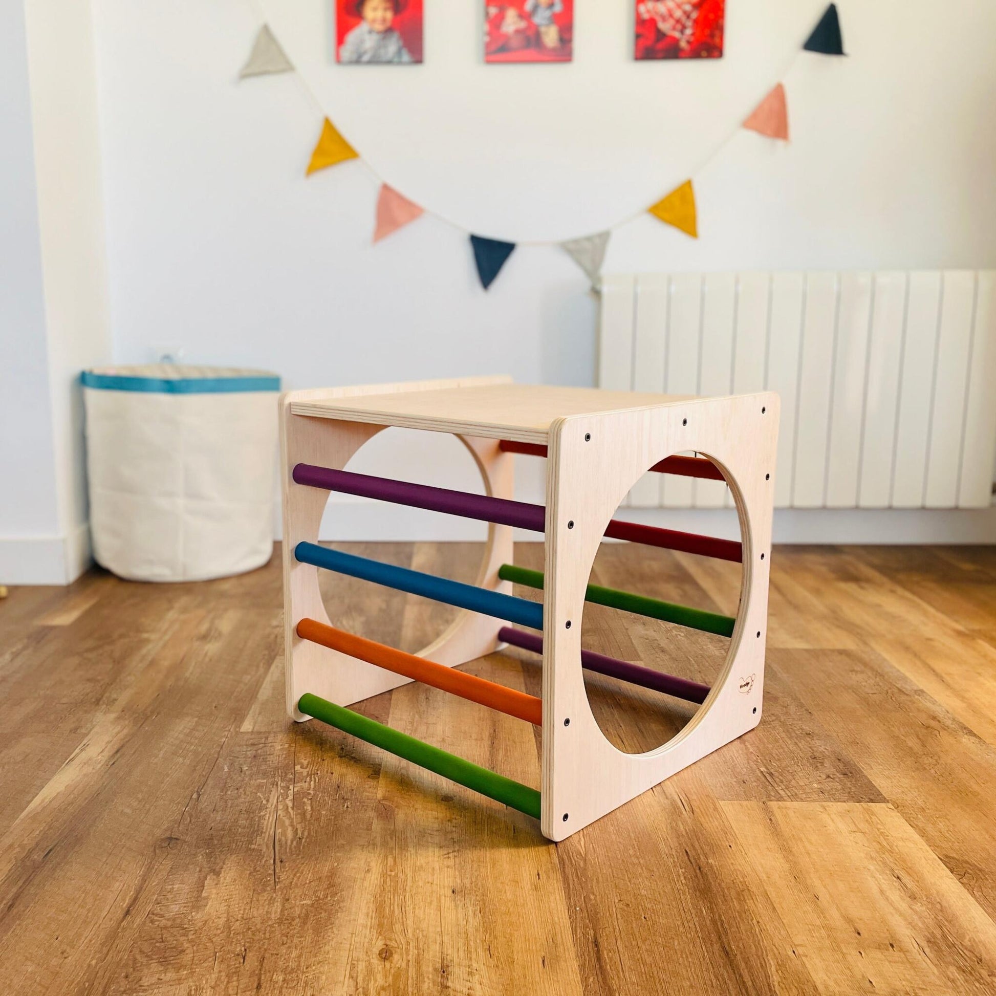 Cubo De Escalada/aprendizaje Pikler De Madera De Colores. Med: 50 X 50 X 50 Cm.cunksc0009. Woodgo._2