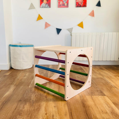 Cubo De Escalada/aprendizaje Pikler De Madera De Colores. Med: 50 X 50 X 50 Cm.cunksc0009. Woodgo._2