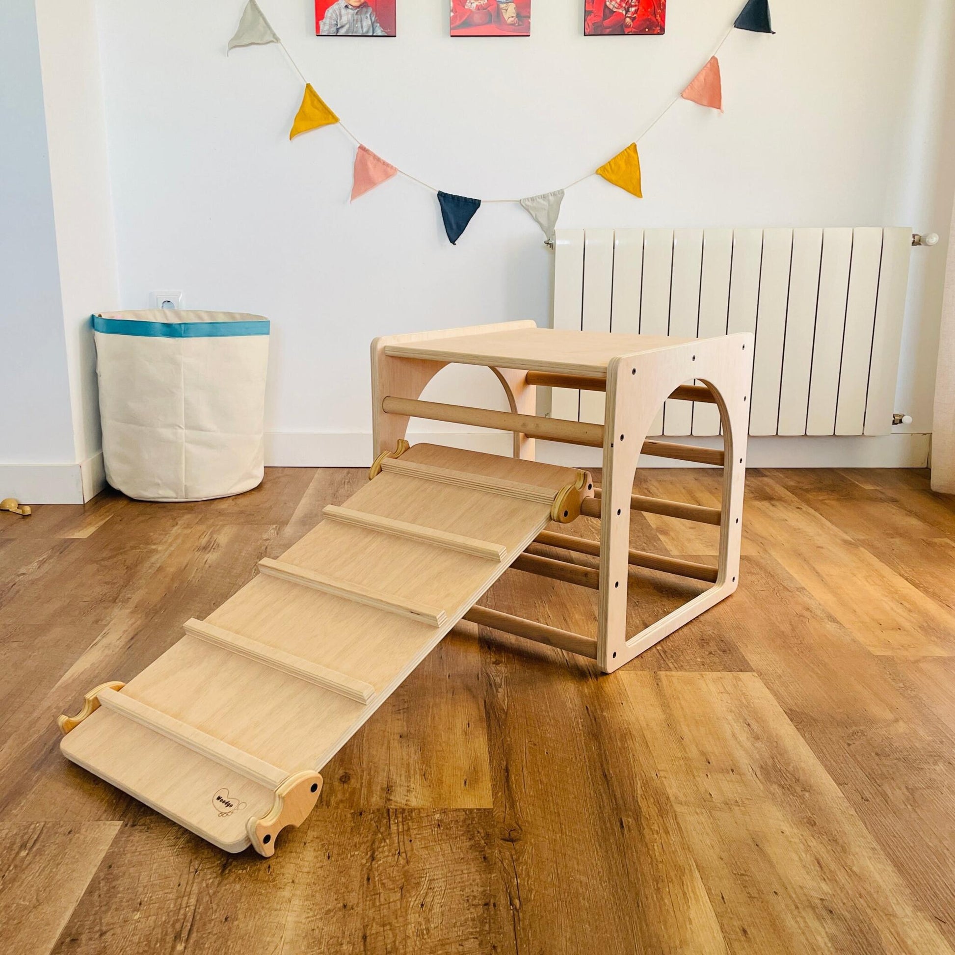 Cubo De Escalada/aprendizaje Pikler De Madera + Rampa Listones. Med: 50 X 50 X 50 Cm. Cunkrl0012. Woodgo._4