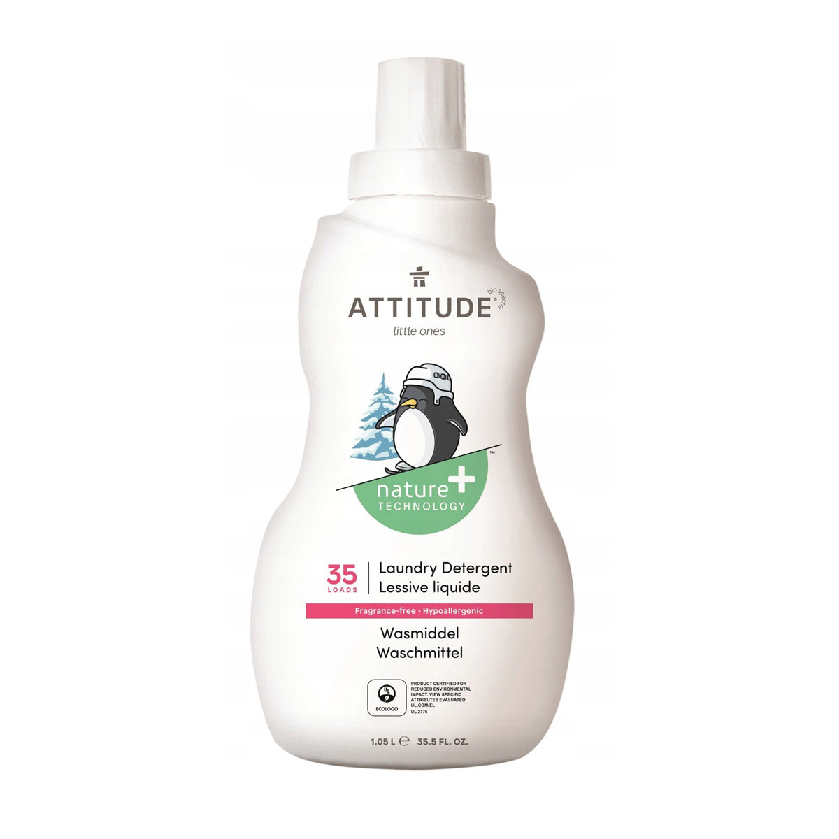 Detergente líquido sem perfume para máquina de lavar roupa Attitude 1,04 L