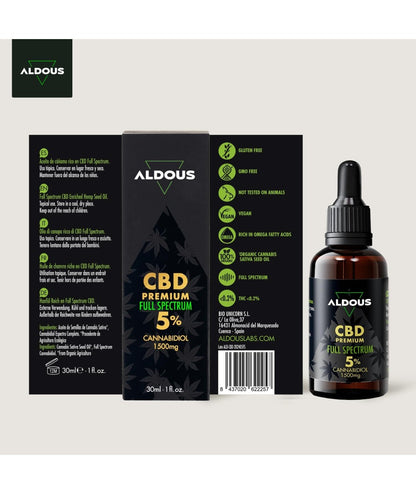 Auténtico CBD Oil 5% Full Spectrum, 30 ml. Aldous Labs