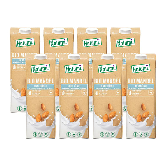 Pack 8x Bebida de Amêndoas sem Açúcar Bio Natumi 1 L