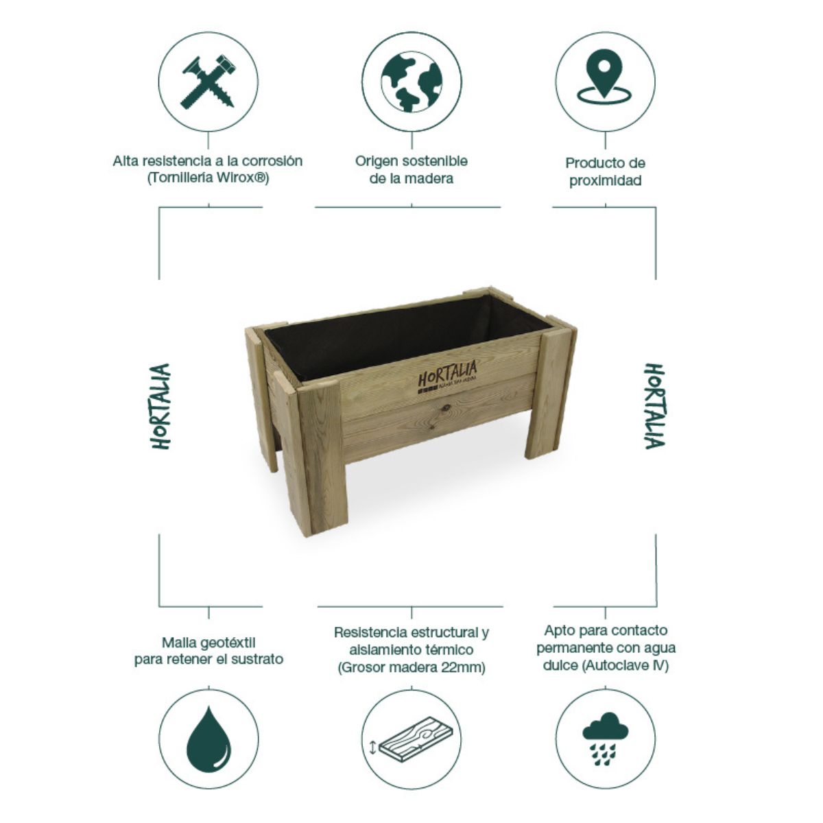 Mesa de cultivo baixa Gardenbrico S40 Hortalia 50 L
