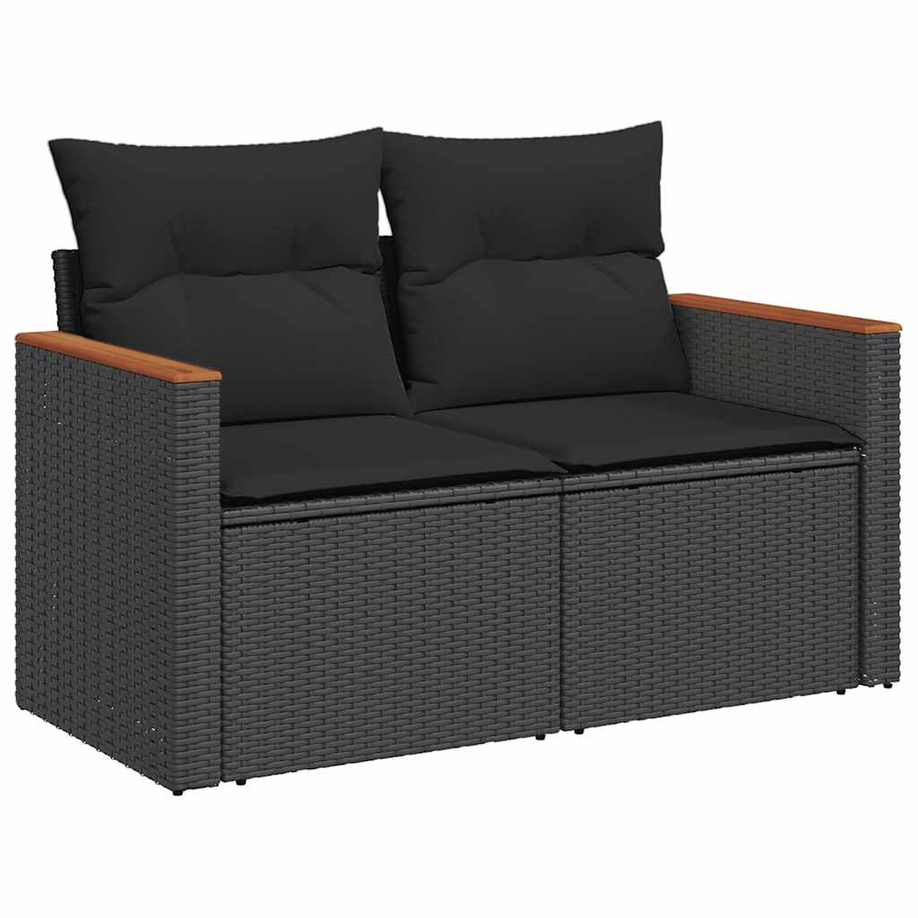 Set Sofás Jardín Y Cojines 5 Pzas Ratán Sintético Acacia Negro / Vetonek_1