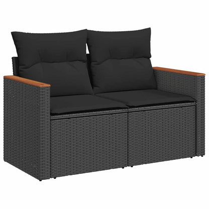 Set Sofás Jardín Y Cojines 5 Pzas Ratán Sintético Acacia Negro / Vetonek_1