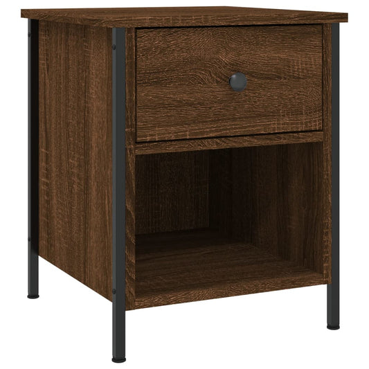 Mesita De Noche Madera De Ingeniería Marrón Roble 40x42x50 Cm_0