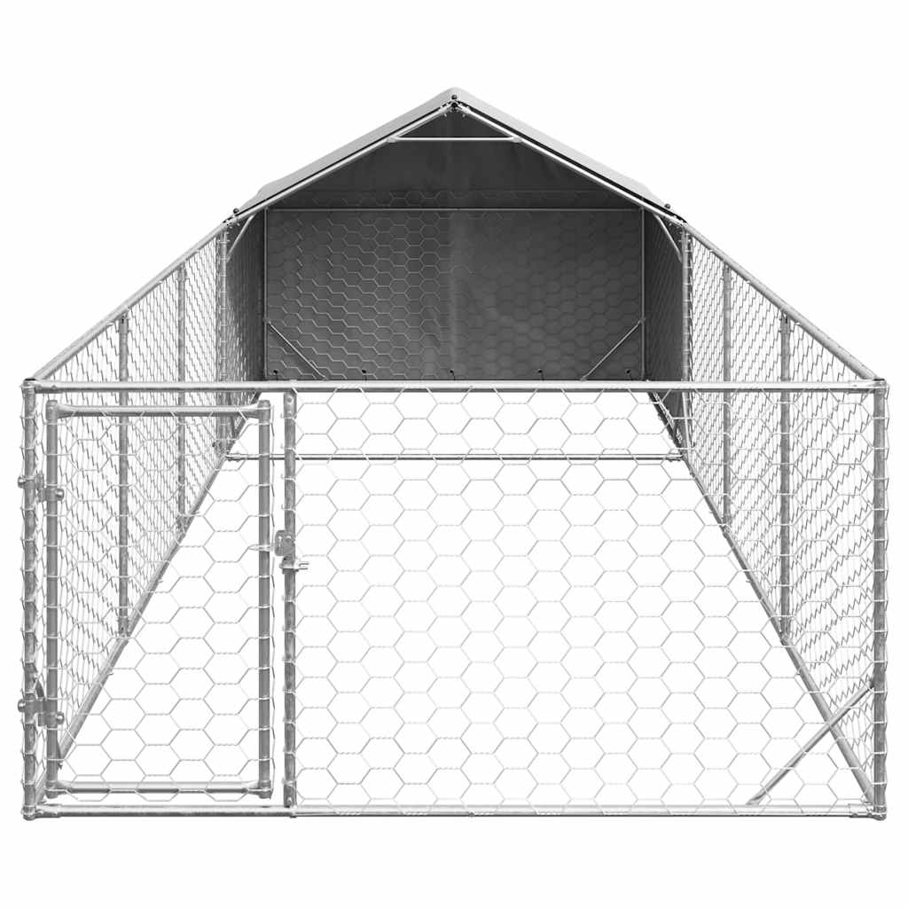 Caseta Perros Exterior Con Corral 7x2x1,5 M Acero Galvanizado_2