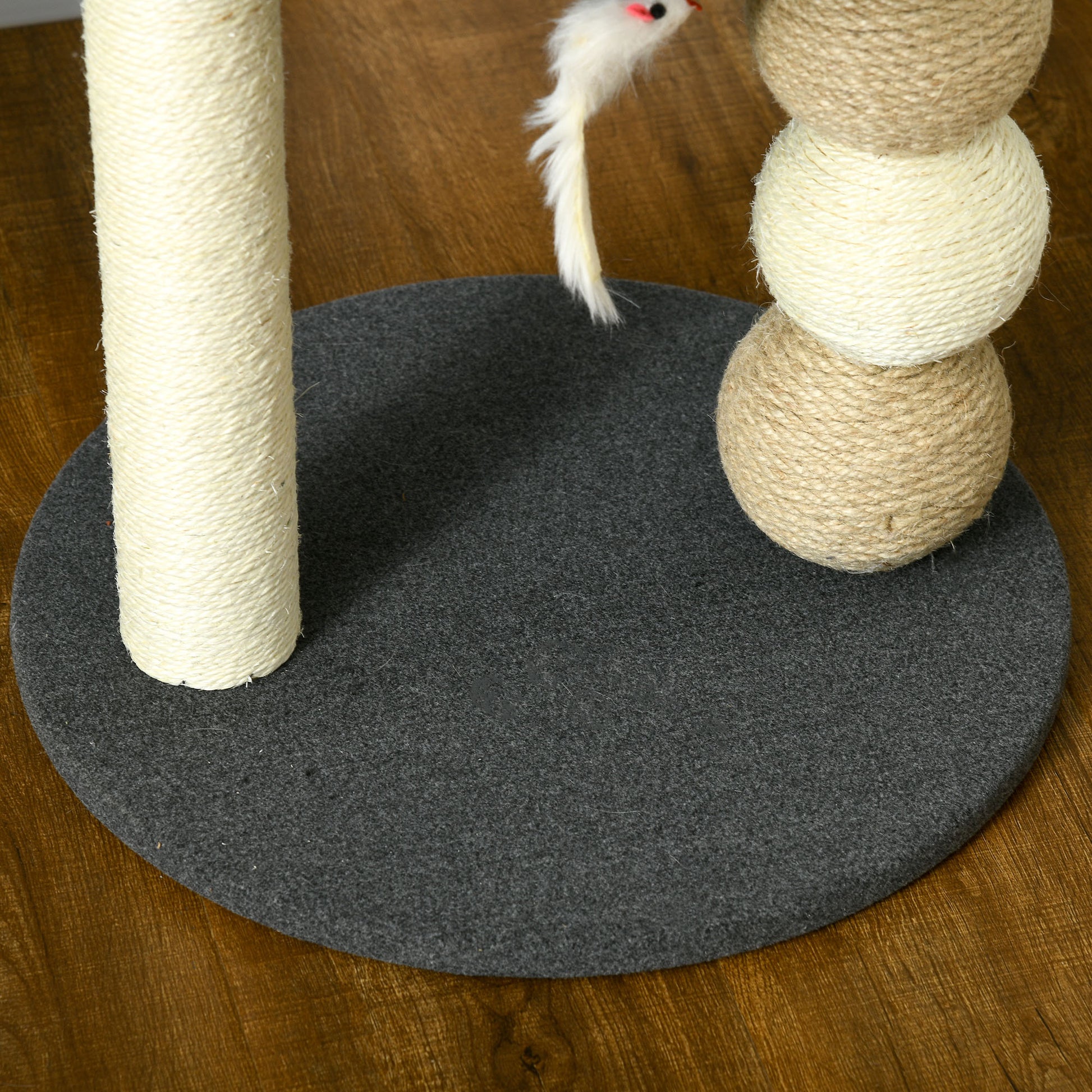 Pawhut Árbol Rascador Para Gatos Pequeño Con Nido 4 Bolas Ø40x48 Cm Gris Y Beige_4