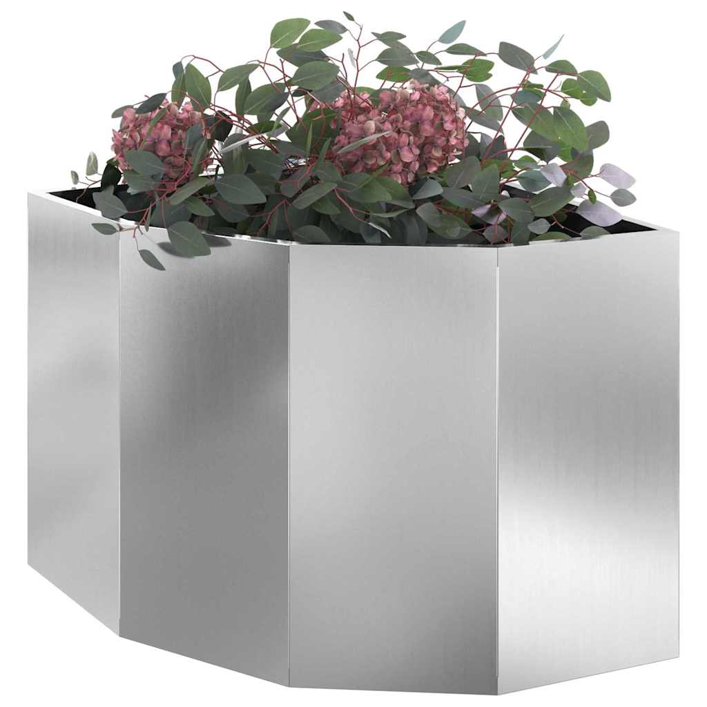 Macetero De Esquina Plateado 60 X 60 X 50 Cm Acero Galvanizado_2