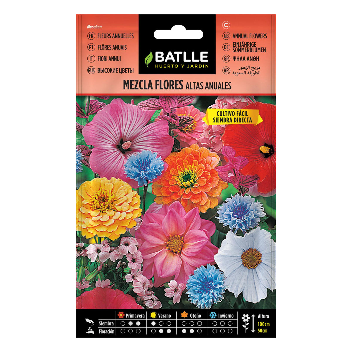 Sementes de mistura de flores altas anuais