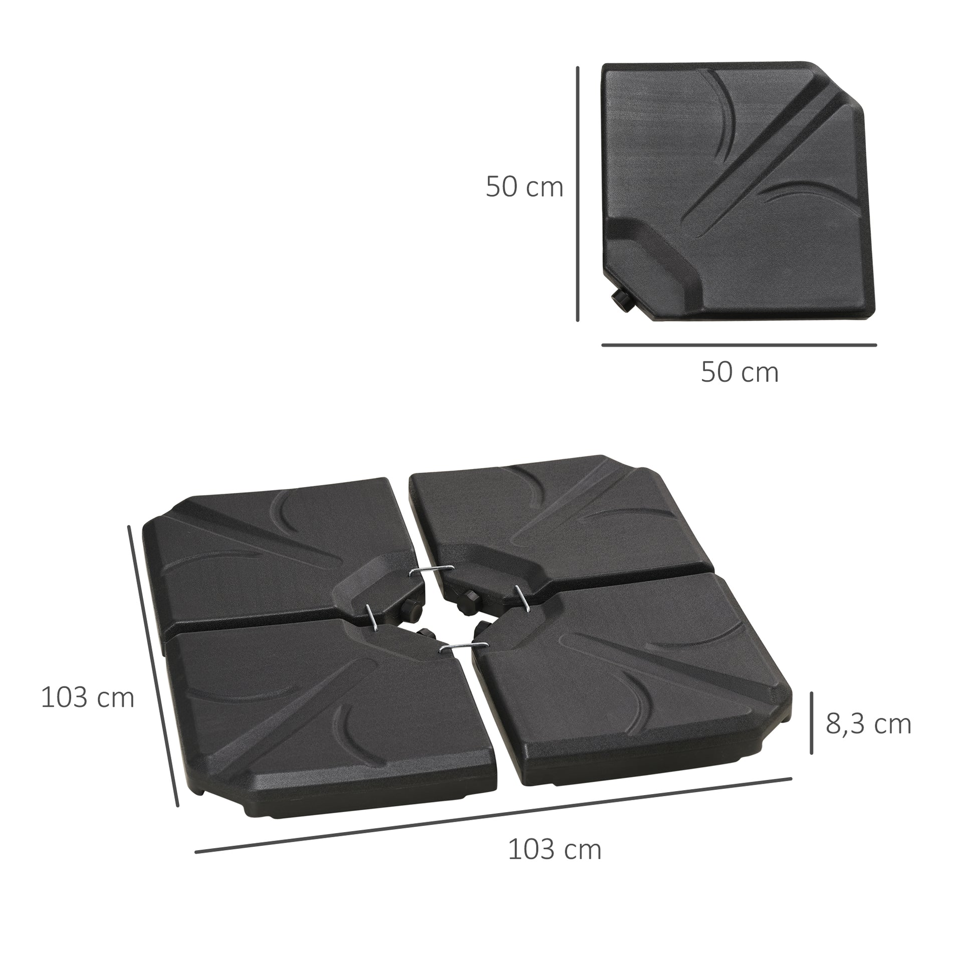 Outsunny Base Para Sombrilla De 4 Piezas Rellenable Con Arena 72 Kg O Agua 56 Kg_2