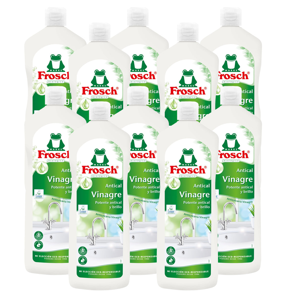Embalagem de 10x vinagre anti-calcário Eco Frosch 1000 ml