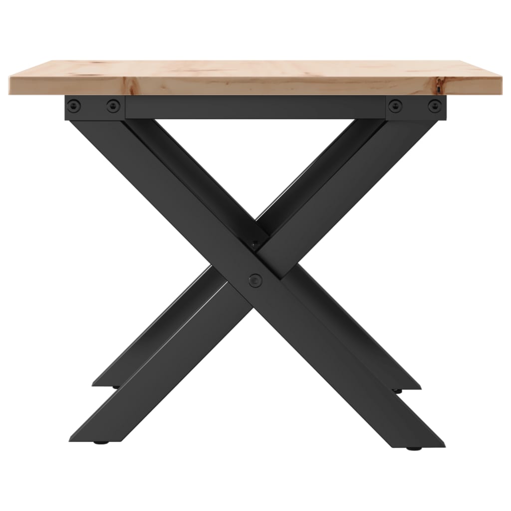 Mesa De Centro Marco X Madera Maciza Pino Y Acero 40x40x35 Cm_3