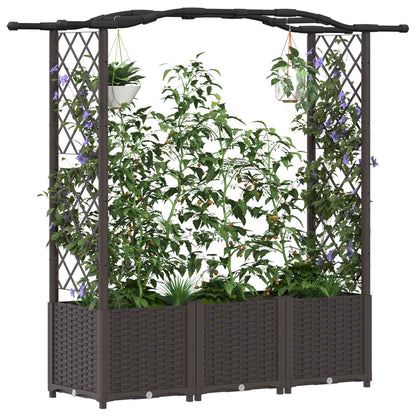 Cama Elevada Con Trellis Y Techo Marrón 164 X 40 X 138 Cm Pp_2