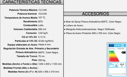BRICOSOL Estufa Leña Rincón con Horno FM Modelo CH-9 R_1