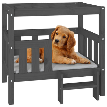 Vidaxl Cama Para Perros Madera Maciza De Pino Gris 75,5x63,5x70 Cm_3