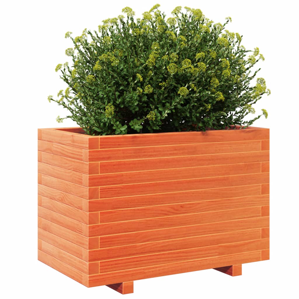 Jardinera Madera Maciza De Pino Marrón Cera 70x40x49,5 Cm_3