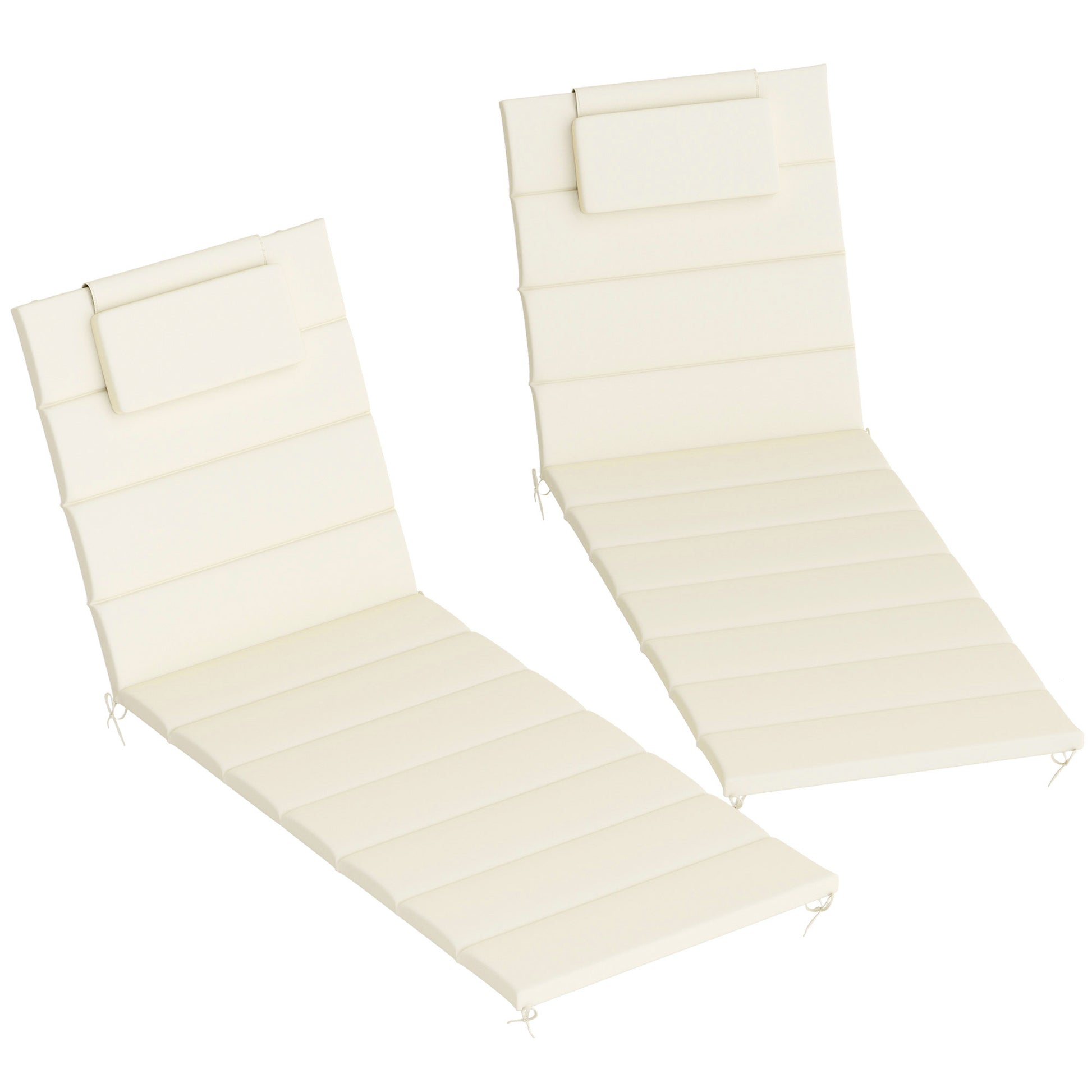 Outsunny Pack 2 Cojines Para Tumbonas Plegables 203x66x3 Cm Con Reposacabezas_0