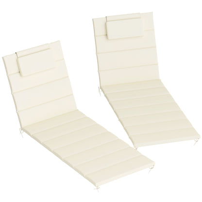 Outsunny Pack 2 Cojines Para Tumbonas Plegables 203x66x3 Cm Con Reposacabezas_0