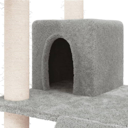 Rascador Para Gatos Con Postes De Sisal Gris Claro 83 Cm_5