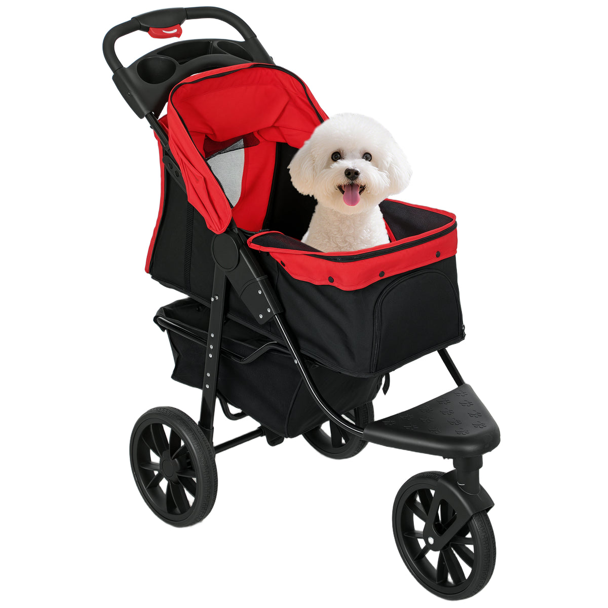 Pawhut Carrito Para Perros Plegable Con 3 Ruedas 109,5x57,5x106,5 Cm Rojo_0