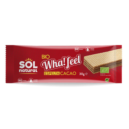 Wha Feel snack biológico de espelta e cacau Sol Natural 30 g