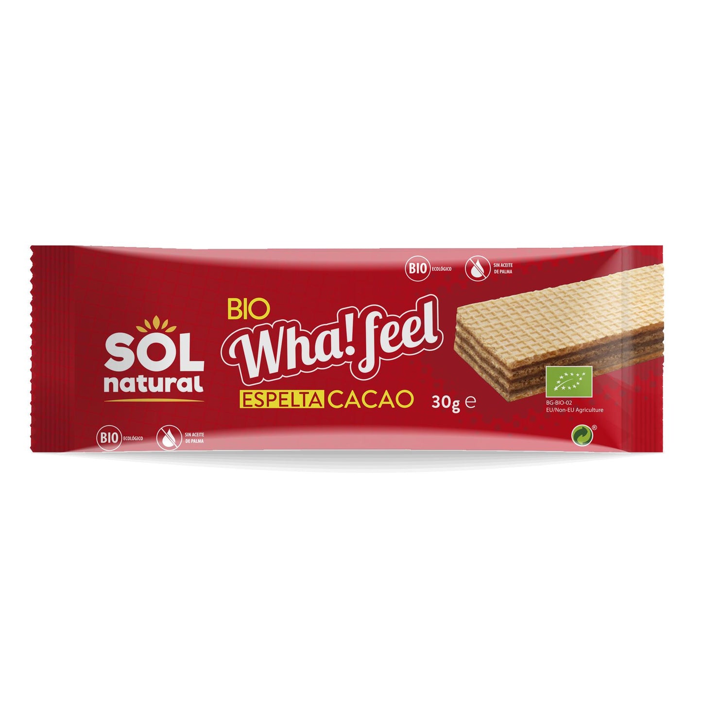 Wha Feel snack biológico de espelta e cacau Sol Natural 30 g