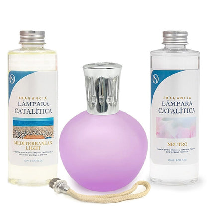 Pack Lámpara Catalítica Fucsia Mate + Fragancia Mediterranean Light 200ml + Limpiador Neutro 200ml + Mecha Repuesto_0