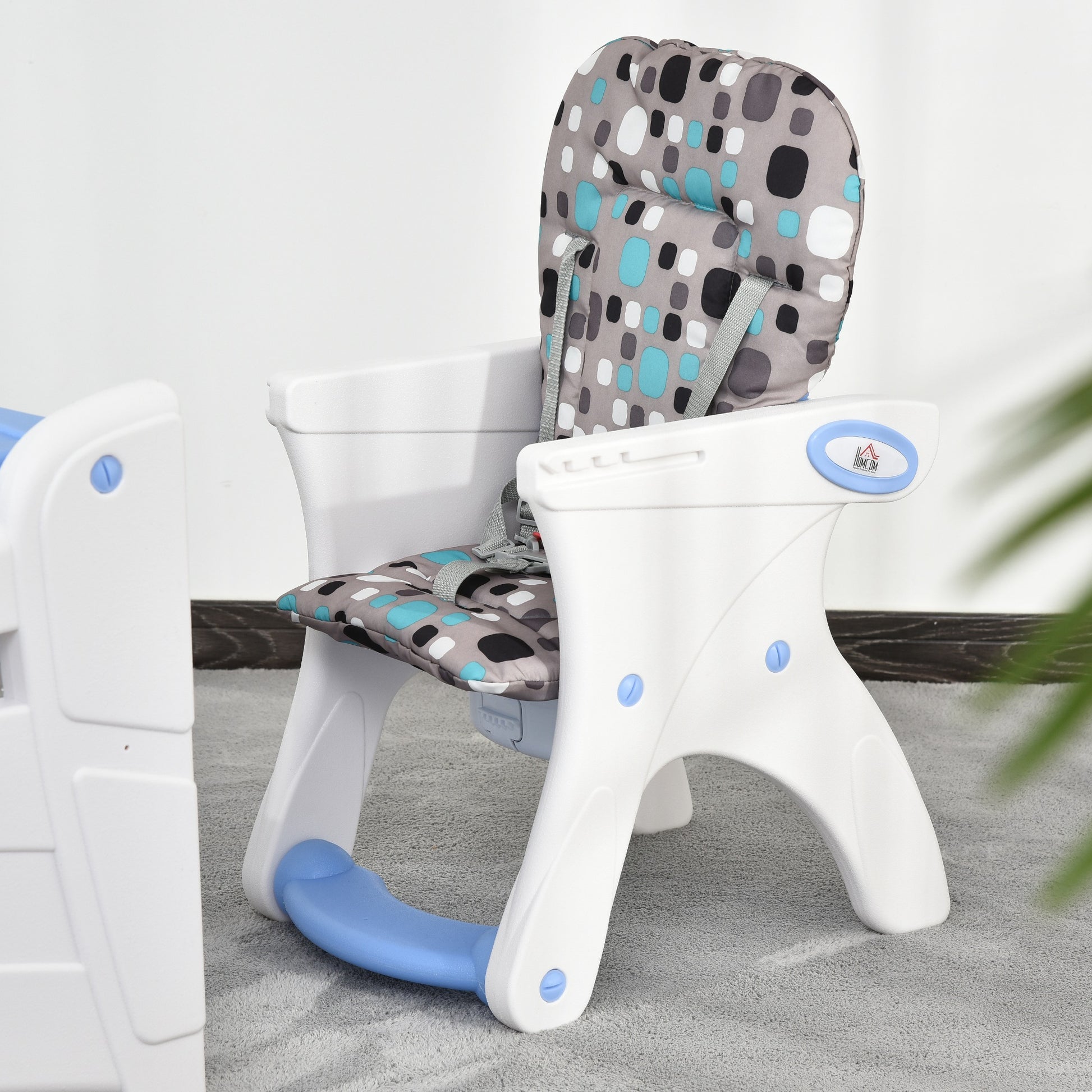 Homcom Trona Para Bebé 3en1 +6 Meses Con 2 Bandejas Extraíbles 57x59x105 Azul_3