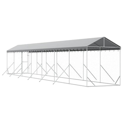 Perrera De Exterior Con Toldo Acero Galvanizado Plata 2x14x2,5m_5