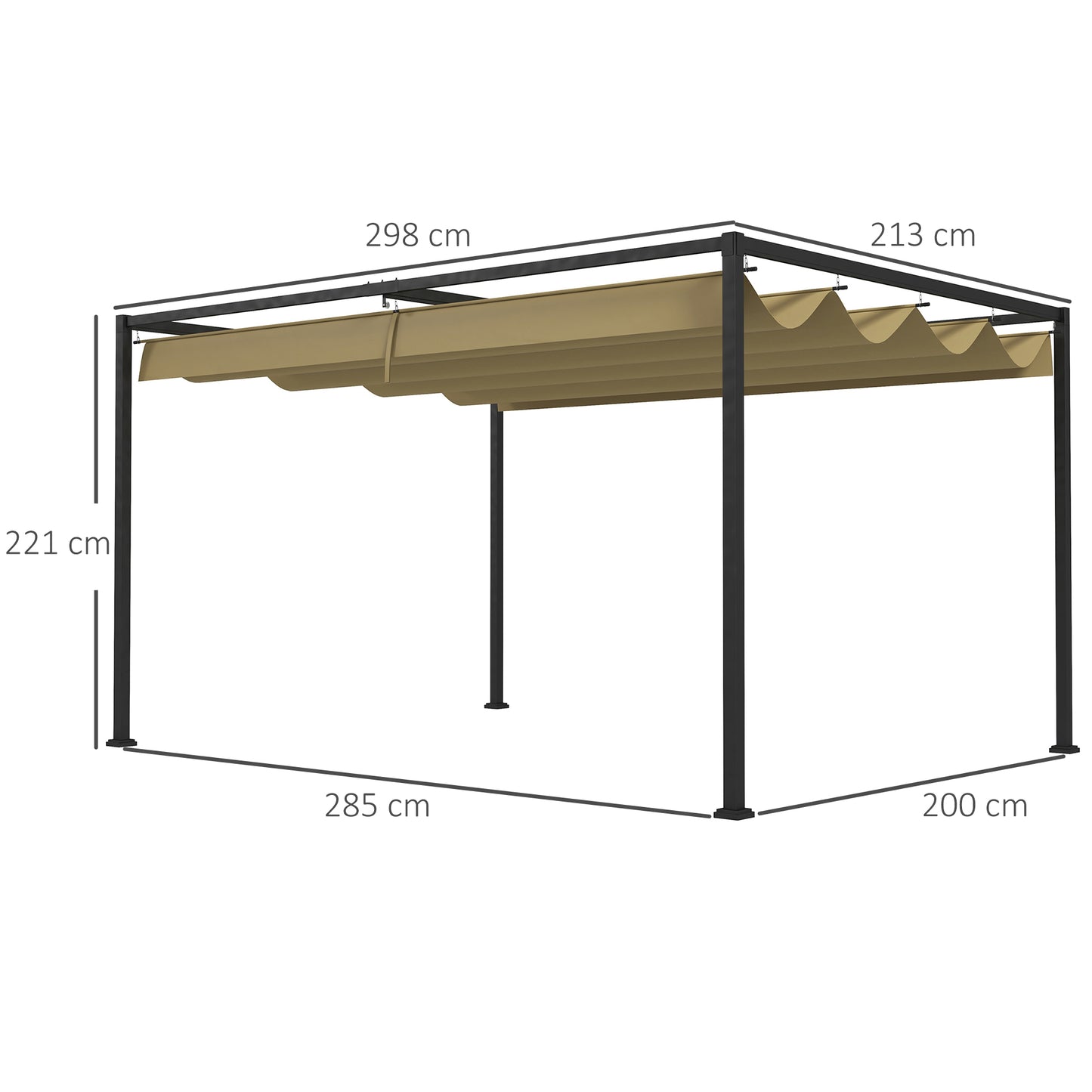 Outsunny Pérgola 3x2 M Cenador Jardín Con Techo Retráctil Poliéster Para Fiestas_2