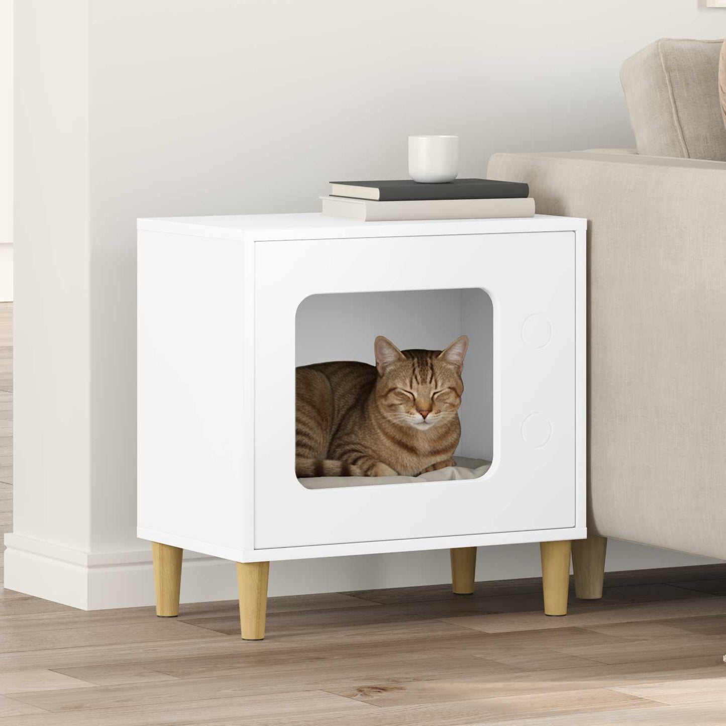 Casa Para Gatos 51 X 30 X 52 Cm Madera De Ingeniería_1