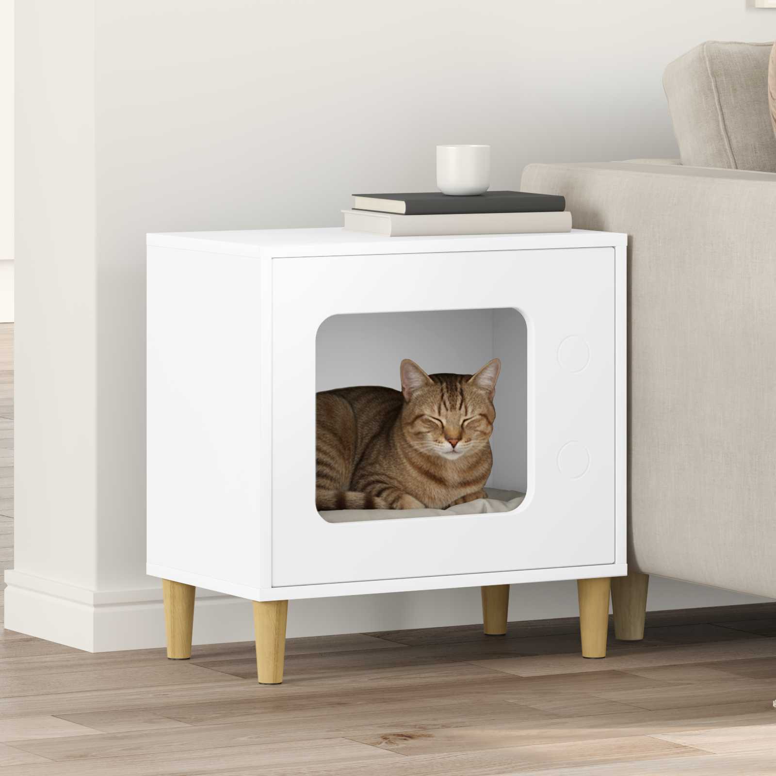 Casa Para Gatos 51 X 30 X 52 Cm Madera De Ingeniería_1